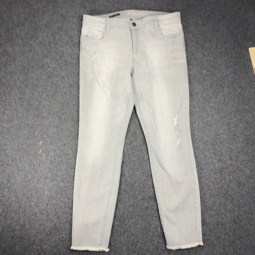 KUT FROM THE CLOTH Brigitte‎ Ankle Skinny Jeans Light Grey Distressed Frayed 14